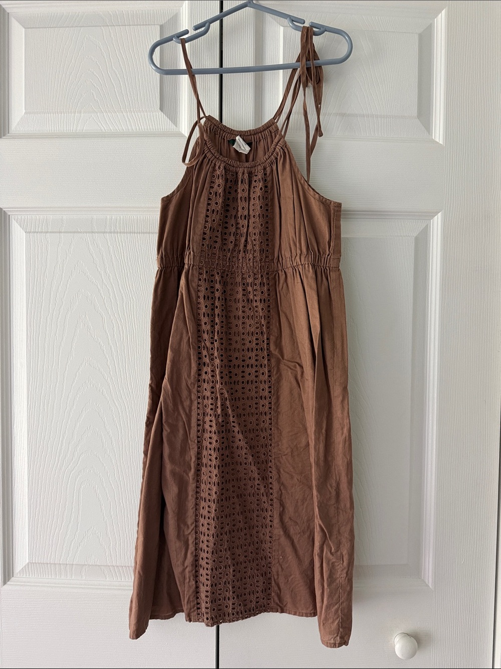 J Crew Women's Brown Eyelet Halter Mini Dress